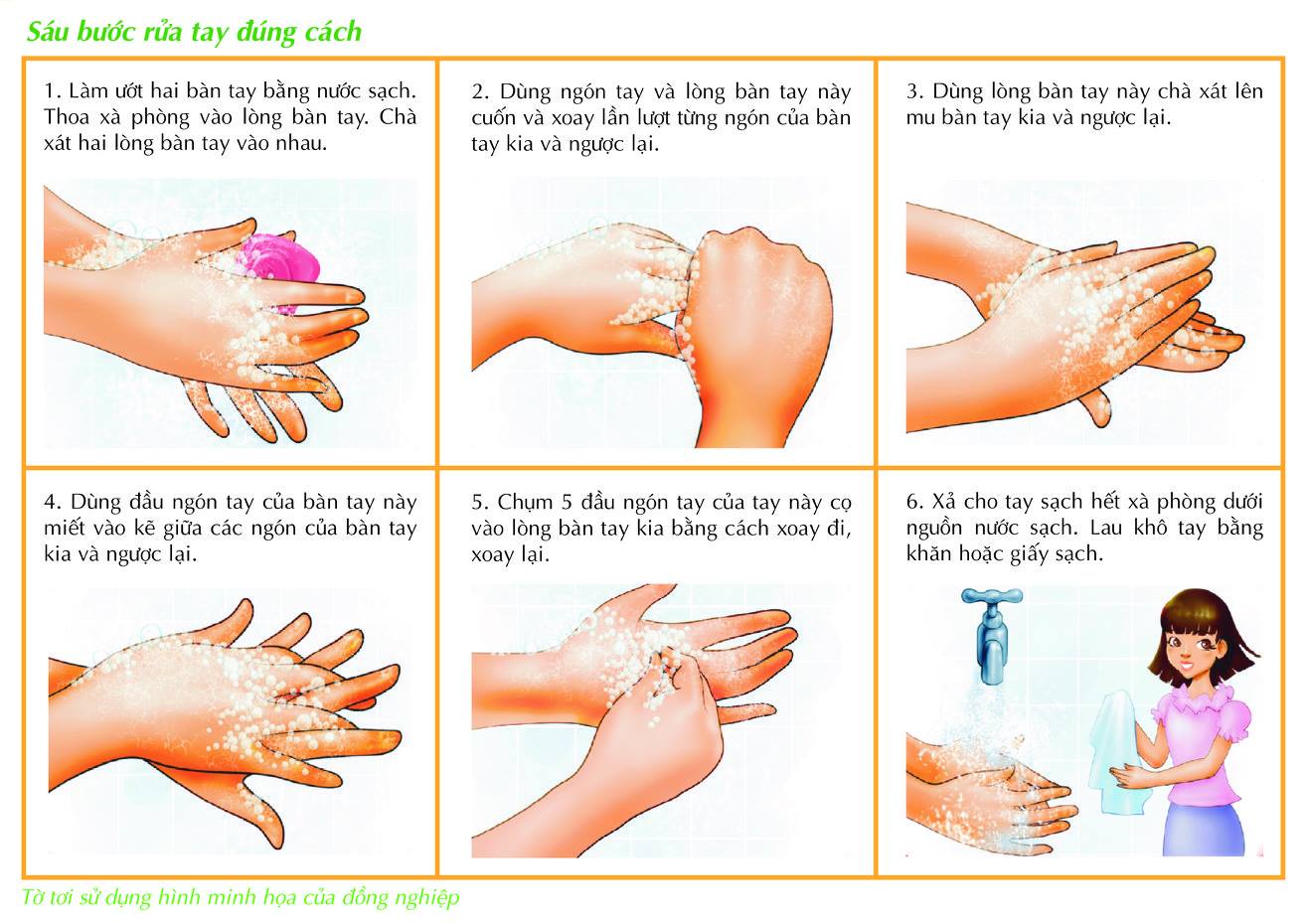 6 bước rửa tay chuẩn theo hướng dẫn của Bộ Y tế dành cho trẻ mầm non